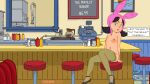  bob&#039;s_burgers diner implied_cunnilingus inviting_to_oral lisalover louise_belcher medium_breasts pantyhose speech_bubble topless 