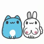  1boy1girl :3 adorable blue_skin breasts bugcat_(capoo) bunny bunny_(capoo) bunny_ears bunny_tail capoo cat cat_ears cute nipples white_skin 