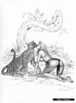  beastiality blas_gallego_(artist) jaguar kissing leopard line_art outdoors tagme 