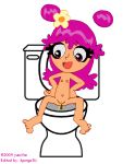  navel nipples nude pink_eyes pink_hair pussy toilet 
