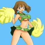 1girl animated blue_eyes blush breasts brown_hair cheerleader cleavage cryptobiosis erect_nipples gif hairless_pussy huge_breasts may_(pokemon) no_panties pokemon pom_poms pussy smile solo spread_legs tsumitani_daisuke uncensored underboob