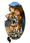 big_breasts black_hair breast_grab breasts brown_eyes cartoon_network cleavage cow_bell cow_ears cow_girl cow_print cow_tail cowgirl curly_hair drago-flame erect_nipples eva_(tdi) green_eyes hat horns hourglass_figure huge_breasts izzy_(tdi) lactation mole navel nipple nipple_pinch nipples orange_hair tail thick_ass thick_legs thick_thighs total_drama_island wide_hips