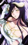 albedo_(overlord) artist_request big_breasts black_hair cleavage female_only horns huge_breasts looking_at_viewer overlord overlord_(maruyama) slit_pupils solo_female tagme yellow_eyes
