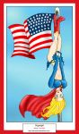  flag hanging_breasts skirt_down supergirl superman_(series) travistye_(artist) 
