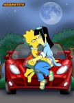  arabatos blush car kissing lisa_simpson moon panties the_simpsons yellow_skin yuri 