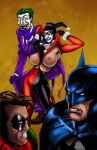  batman batman_(series) big_breasts breasts clown dc harley_quinn robin tagme the_joker 