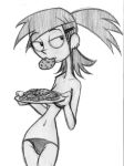 cookie cookies featured_image female foster&#039;s_home_for_imaginary_friends frankie_foster greyscale king-cheetah monochrome mouth_hold panties pencil shon_howell sketch topless underwear