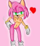  amy_rose boots bracelet breasts furry gloves green_eyes hair hairband heart jewelry navel nipples nude pink_hair pubic_hair pussy sega short_hair solo sonic_(series) tail 