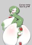 1girl breasts dialogue double_penetration gardevoir green_hair pokeball pokemon slush_(artist)