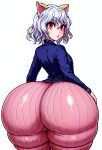  ai_generated butt_expansion cat_ears cat_girl dat_ass gigantic_ass hunter_x_hunter looking_back neferpitou stable_diffusion surprised theblooded1 white_hair 