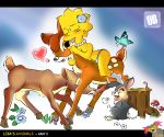  bambi beastiality crossover disney lisa_simpson orange_box orange_box_(artist) the_simpsons thumper yellow_skin 