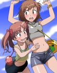  2girls attack friends midriff short_shorts small_breasts surprise surprise_attack tagme tickle tickled tickling young 