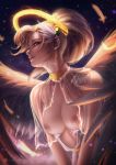  axsens breasts high_resolution mercy_(overwatch) nipples open_clothes open_shirt overwatch see-through very_high_resolution wings 