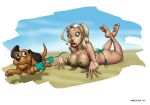  beach bikini breasts dog embarrassing nipple surprise topless undressing wardrobe_malfunction 