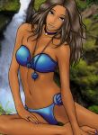  1girl avatar:_the_last_airbender bikini brown_hair dark_skin female_only katara solo_female waterfall 