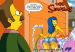  car_wash hose marge_simpson ned_flanders p-h p-h_(artist) the_simpsons yellow_skin 