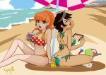 beach bikini charlene_doofenshmirtz female_only linda_flynn-fletcher lychee-soda lychee_soda ocean phineas_and_ferb side-tie_bikini umbrella