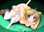 big_breasts blonde_hair gambling mahjong mahjong_tile neko_neko_soft underwear