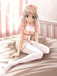  1girl bed duplicate hentai nurse original pantyhose posted_three_times shiragi smile solo 