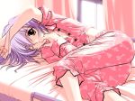  1girl ass bed gokajou_satsuki happy_lesson hentai ninomai_kisaragi pajamas pants purple_hair sasaki_mutsumi solo yellow_eyes 