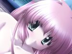 1girl aoi_hatori bare_shoulders blush game_cg green_eyes inukko_punipuni pink_hair shione_(inukko_punipuni) tenmaso
