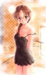  blush breasts chemise cleavage glasses goto_p hentai hoshina_tomoko off_shoulder signature steam strap_slip to_heart 
