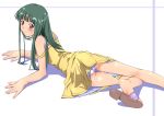  1girl dress f-ism green_hair hentai highres murakami_suigun original panties sandals solo underwear 