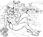  anthro barbell bikini dumbbell furry micro_bikini monochrome muscle muscular_female pose posing sunglasses workout 