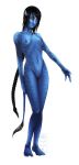  1_alien 1_female 1_girl 4_fingers 4_toes alien artist_request avatar avatar_(movie) black_hair blue_skin breasts female female_alien female_na&#039;vi hair james_cameron&#039;s_avatar long_hair looking_at_viewer na&#039;vi navel nipples nude pussy small_breasts smile solo standing tail yellow_eyes 