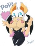  breasts erect_nipples huge_breasts nipples rouge_the_bat solo sonic text wardrobe_malfunction 