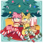  amy_rose anthro anthro_only christmas fox furry furry_only miles_&quot;tails&quot;_prower sega senshion text 