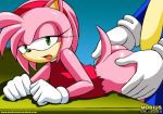  amy_rose bbmbbf blue_fur bubble_butt green_eyes mobius_unleashed palcomix pink_fur sega sonic_(series) sonic_the_hedgehog sonic_the_hedgehog_(series) torn_clothes 