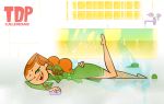 bathrobe breasts cartoon_network curly_hair green_eyes hourglass_figure izzy_(tdi) orange_hair shower showering soap thick_ass thick_legs thick_thighs total_drama_island