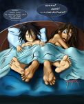 2_girls 2girls after_sex avatar:_the_last_airbender barefoot bed bedroom caught feet female female_only katara soles tooner toph_bei_fong yuri