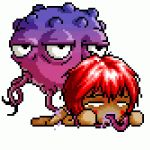 accurate_art_style ambiguous_gender maplestory monster pixel_(artwork) pixel_art red_hair tagme tentacle tentacle_in_mouth video_games white_background