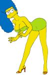  bent_over blue_hair green marge_simpson smile the_simpsons white_background yellow_skin 