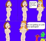 breasts cartoon_network covering_breasts covering_crotch crossover curly_hair family_guy green_eyes hourglass_figure izzy_(tdi) living_clothes meg_griffin navel orange_hair thick_ass thick_legs thick_thighs total_drama_island