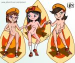 adyson_sweetwater black_hair blue_eyes breasts brown_hair disney fireside_girls green_eyes gretchen_(phineas_and_ferb) hairband hairless_pussy hat isabella_garcia-shapiro long_hair nipple nude phineas_and_ferb poland_(artist) pussy short_hair small_breasts ubnt