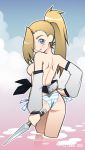 ass blush breasts hair_over_one_eye ino_yamanaka linno naruto panties sideboob smile solo solo_female topless underwear