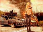 3d car fire future gun topless topless_(female) weapon