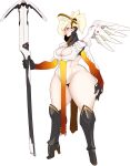  1girl ass big_ass big_breasts blush breasts cleavage female_only hips huge_ass impossible_clothes mercy_(overwatch) overwatch pubic_hair sundown sunnysundown thick_thighs wide_hips 