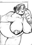 bbw bear big_breasts breasts chest_tuft donna_(gnaw) fat female gnaw nude original_character plump sketch solo