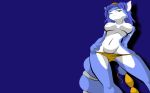  1_anthro 1_female 1_female_anthro 1_girl 1girl 5_fingers anthro_canine bikini blue_fur bra breasts canine female female_anthro front_view fur furry hair krystal looking_at_viewer mostly_nude nintendo nipples smile solo standing star_fox swimsuit tail topless wallpaper white_fur yiffmasters 