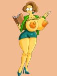  breast_expansion edna_krabappel erect_nipples high_heels huge_breasts miniskirt pubic_hair the_simpsons thighs 
