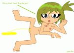 green_eyes green_hair hair hi_hi_puffy_amiyumi jul1ie navel nipples nude peeing pussy urination yumdifan_(artist)