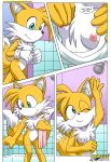  bbmbbf breasts canine comic female female_only fox genderswap miles_&quot;tails&quot;_prower millie_tailsko mobius_unleashed palcomix pussy sega shower solo sonic_(series) sonic_*(series) sonic_the_hedgehog_(series) tail tails_tales text 