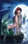  2009 disney j._scott_campbell mermaid moon nei_ruffino night princess_ariel ship tagme the_little_mermaid water 