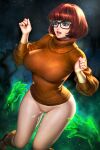  ass big_breasts bottomless glasses no_panties pussy_juice scooby-doo shaved_pussy sweater thighs velma_dinkley 