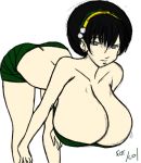 ass avatar:_the_last_airbender bent_over big_breasts breasts grown_up hair horny huge_breasts solo toph_bei_fong