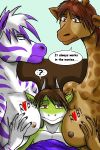  1boy 2girls anthro big_breasts breasts cuddle diamond_(kadath) equine female furry giraffe interspecies kadath lizard male puzzle_(kadath) rubbing scalie threesome zebra 
